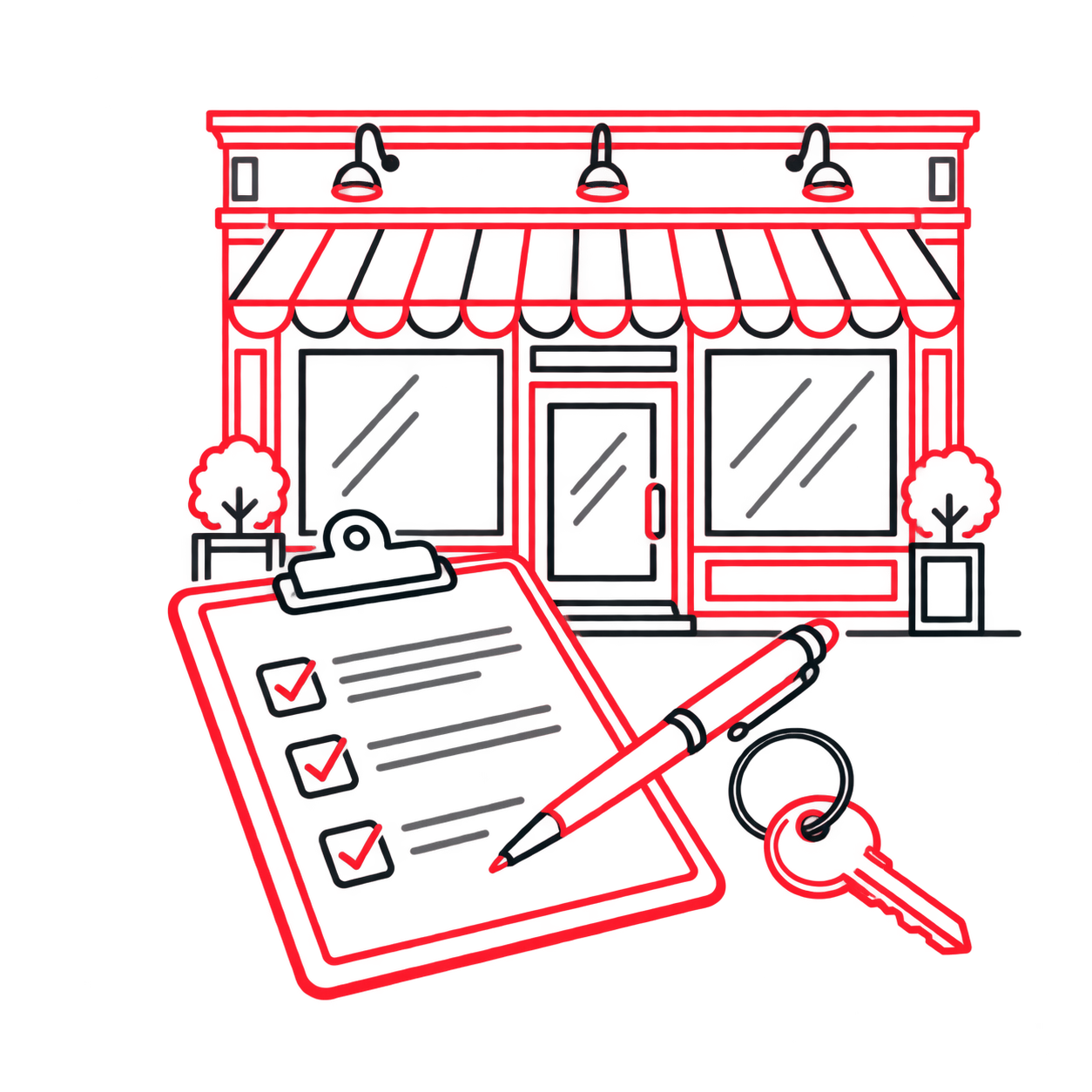 Image of Commercial Storefront and a Checklist in Foreground