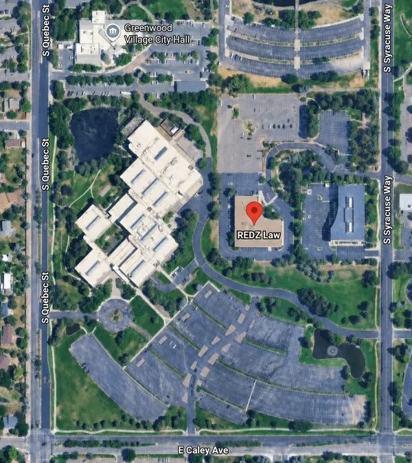 Aerial map showing the REDZ Law office near Greenwood Village City Hall at 6041 S Syracuse Way Ste 2050